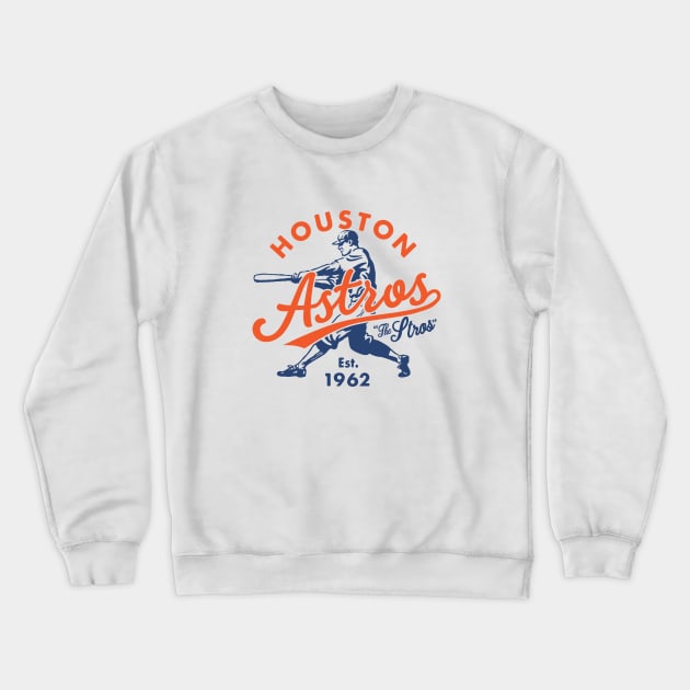 Old Style Houston Astros 3 by Buck Tee Crewneck Sweatshirt by Buck Tee